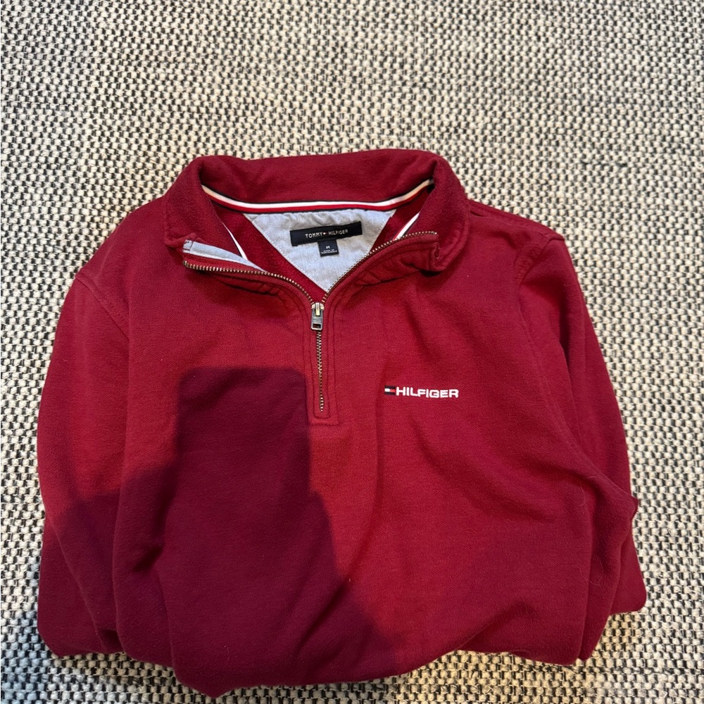 Tommy Hilfiger Burgundy Zip-Up Sweater